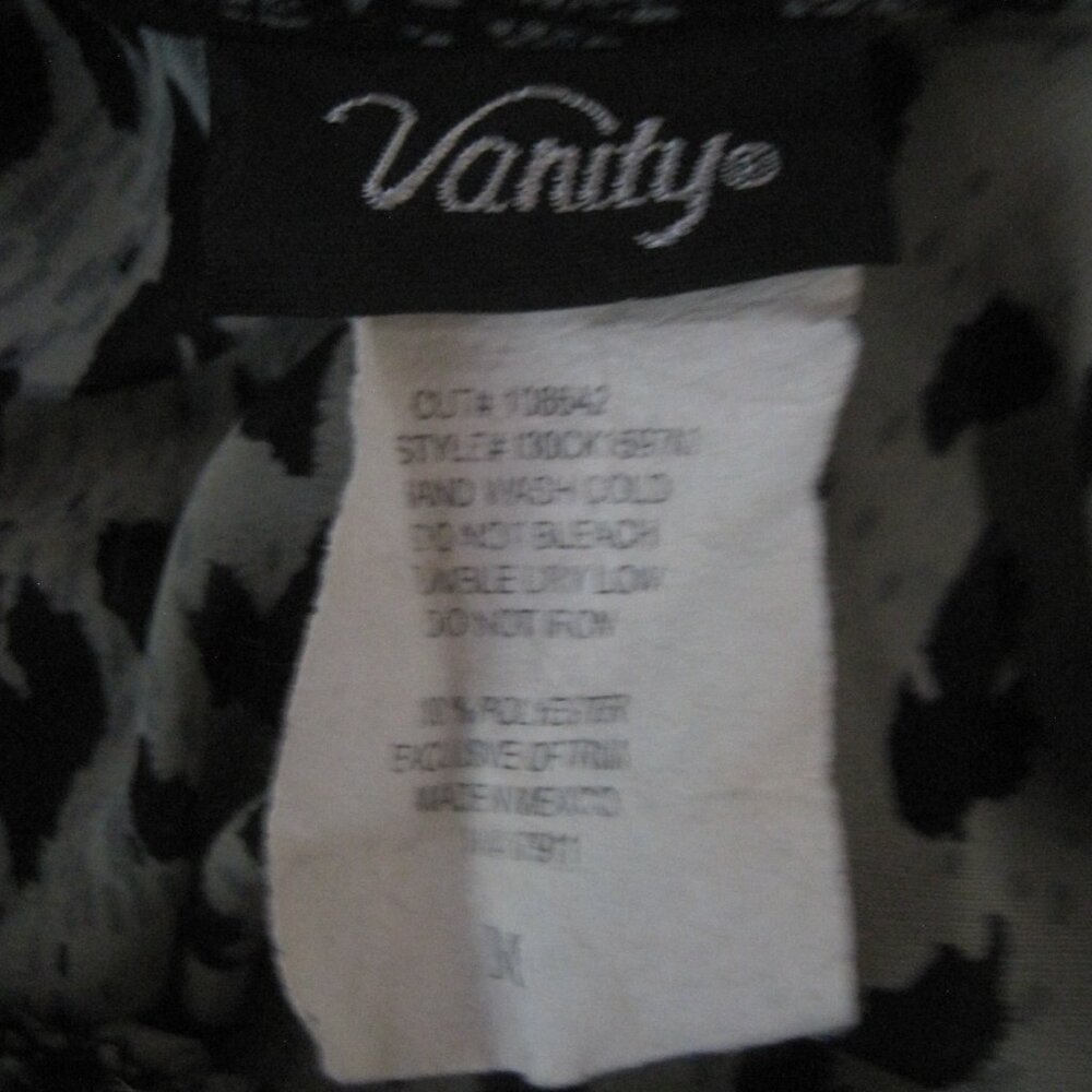 Vanity Womens Medium Sleeveless Top Sheer Polyester Dark Leopard & Lace Crochet - Picture 6 of 6